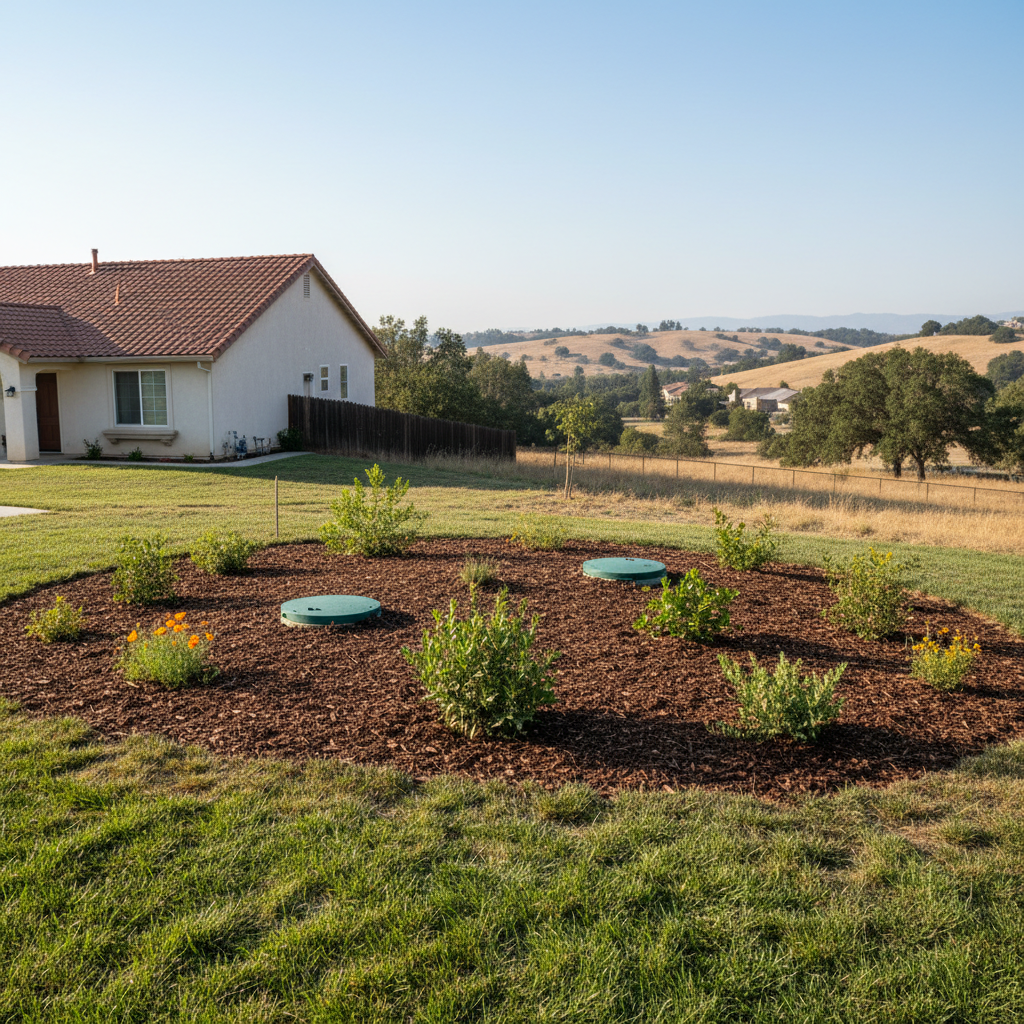 Completed septic system maintenance work at a residential property in Fresno, CA