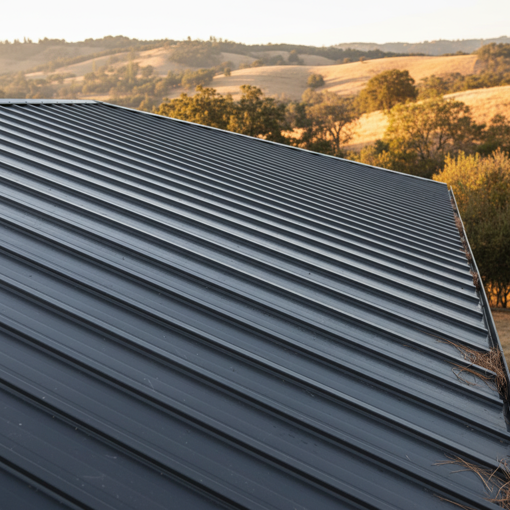 Completed metal roofing work at a residential property in El Dorado Hills, CA