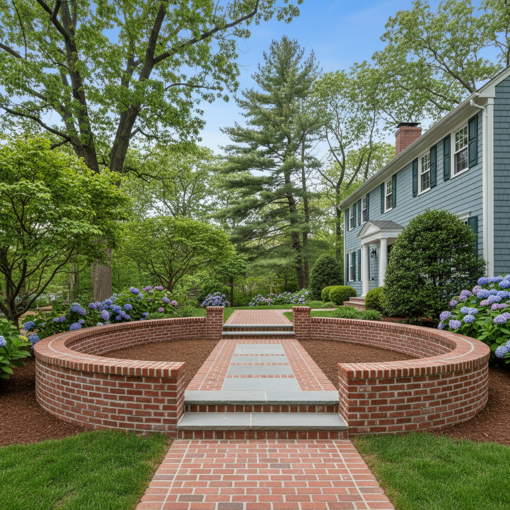 Completed brick laying work at a residential property in Wellesley, MA