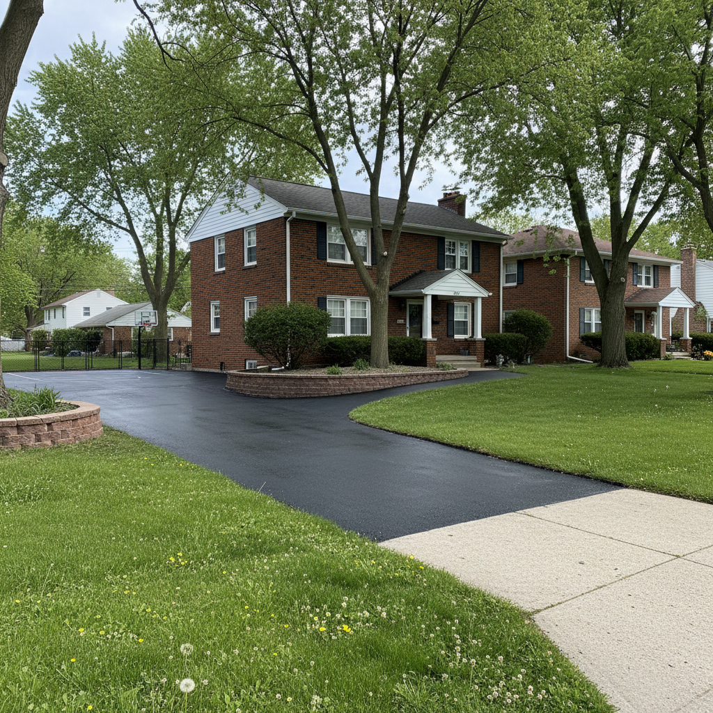 Completed slurry coating work at a residential property in Detroit, MI