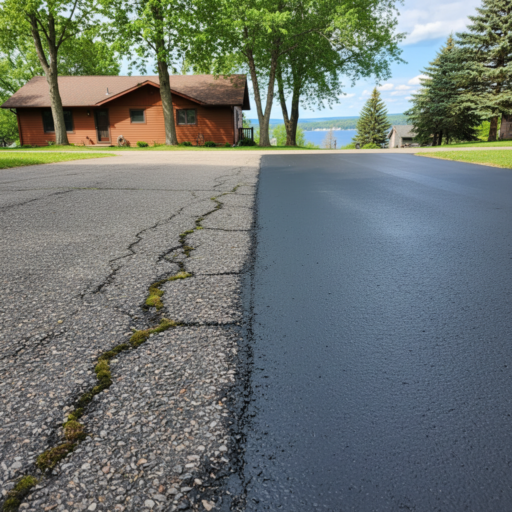 Completed slurry coating work at a residential property in Duluth, MN