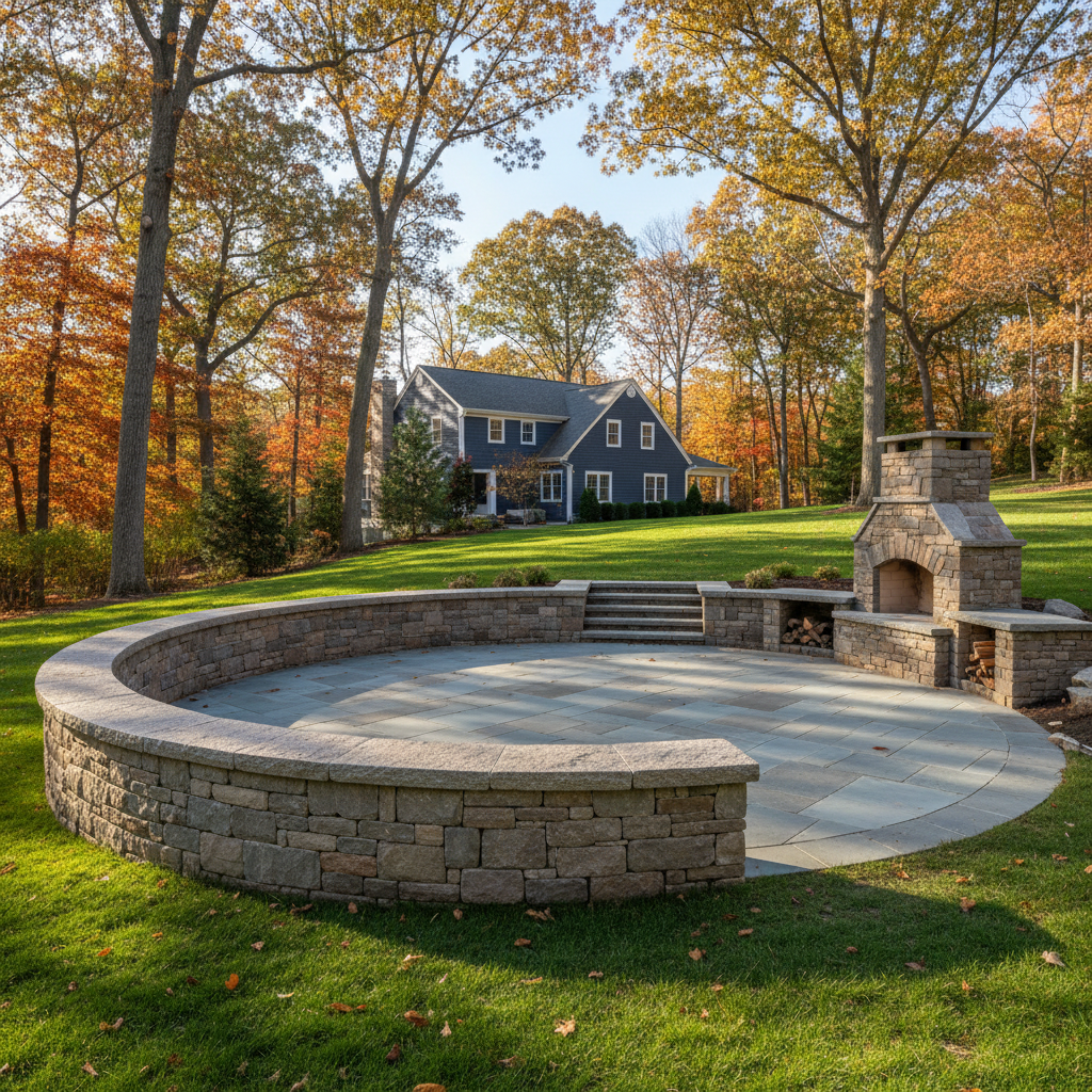 Completed stone masonry work at a residential property in Wellesley, MA