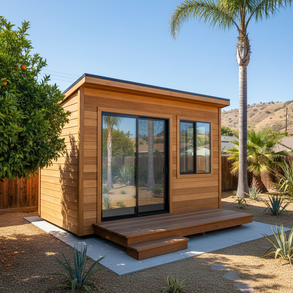 Completed office sheds work at a residential property in Pomona, CA
