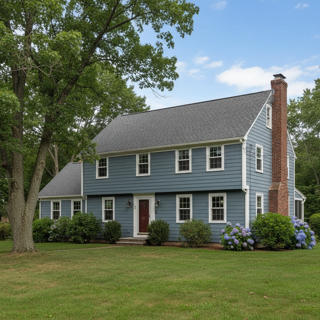 Completed roof replacement work at a residential property in Lexington, MA