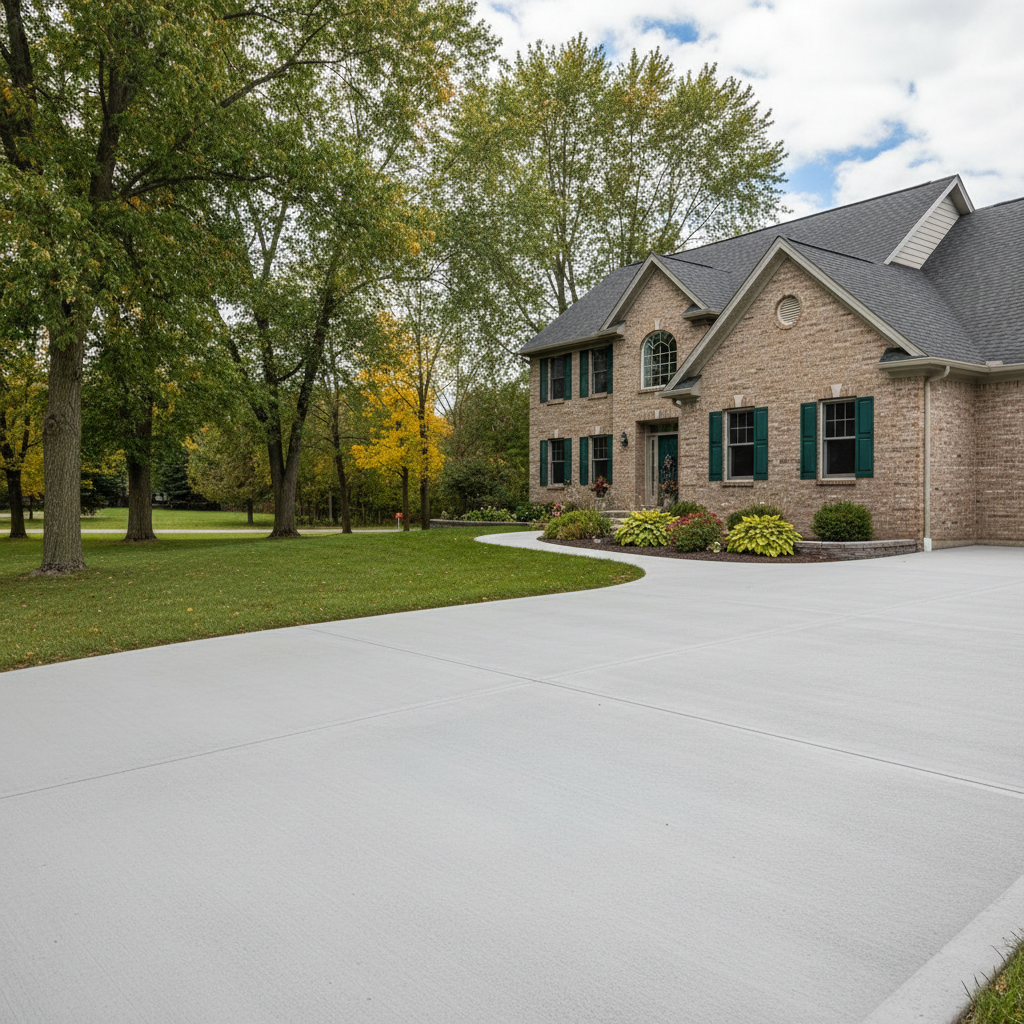 Completed concrete installation work at a residential property in Kingsford, MI