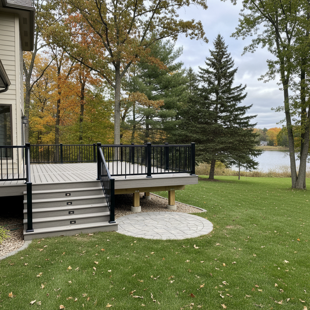 Completed composite decks work at a residential property in Minnetrista, MN