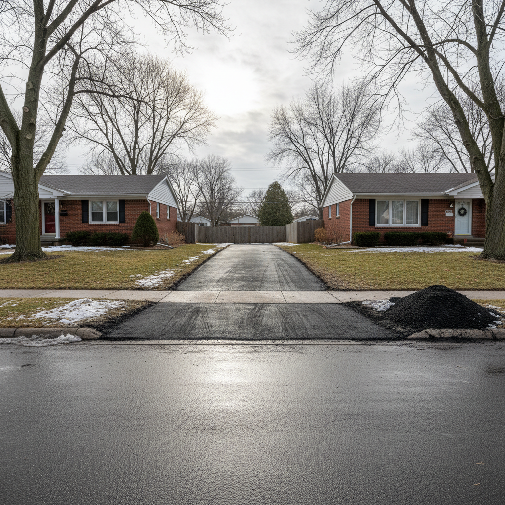 Completed asphalt milling work at a residential property in Detroit, MI