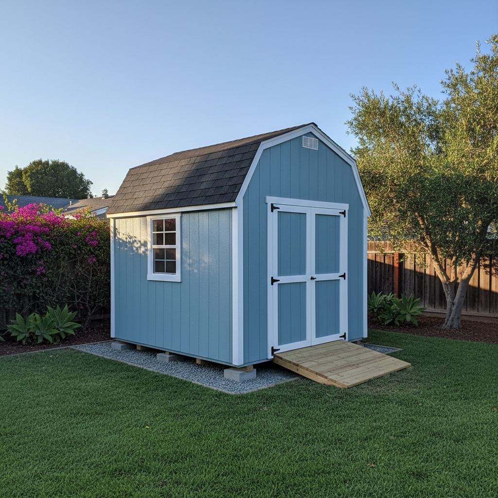 Completed shed delivery and installation work at a residential property in San Jose, CA