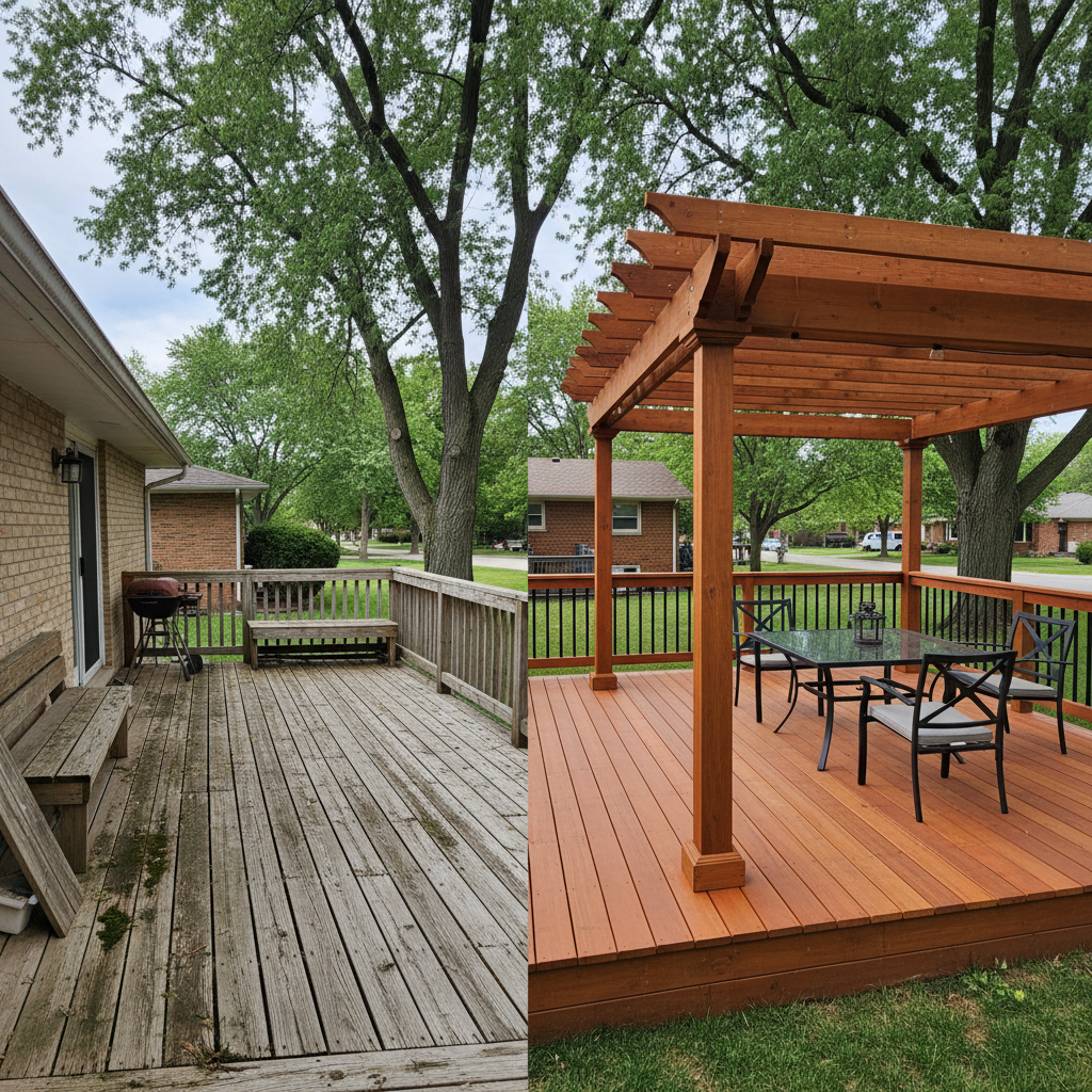 Completed pergola construction work at a residential property in Detroit, MI