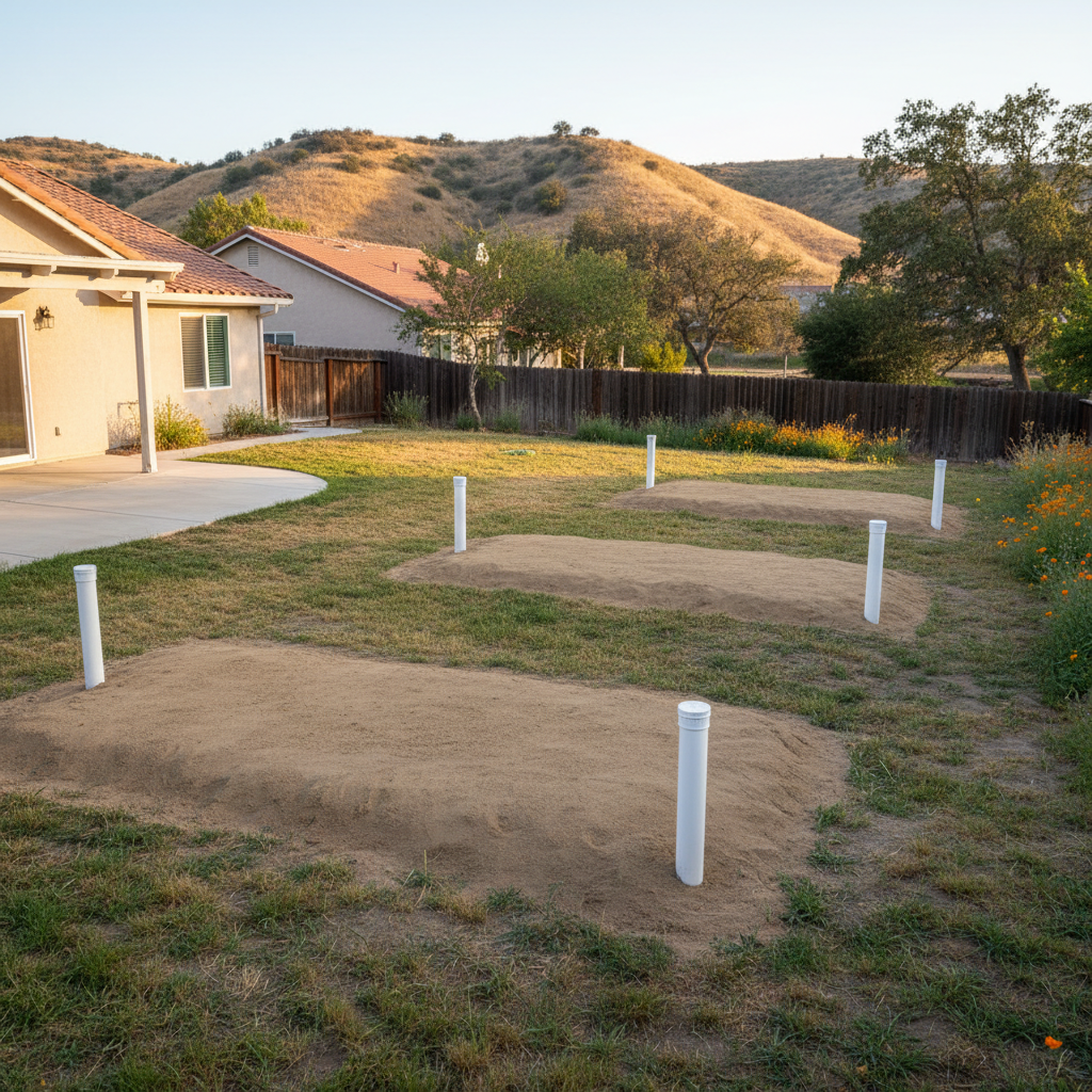Completed drain field services work at a residential property in Fresno, CA