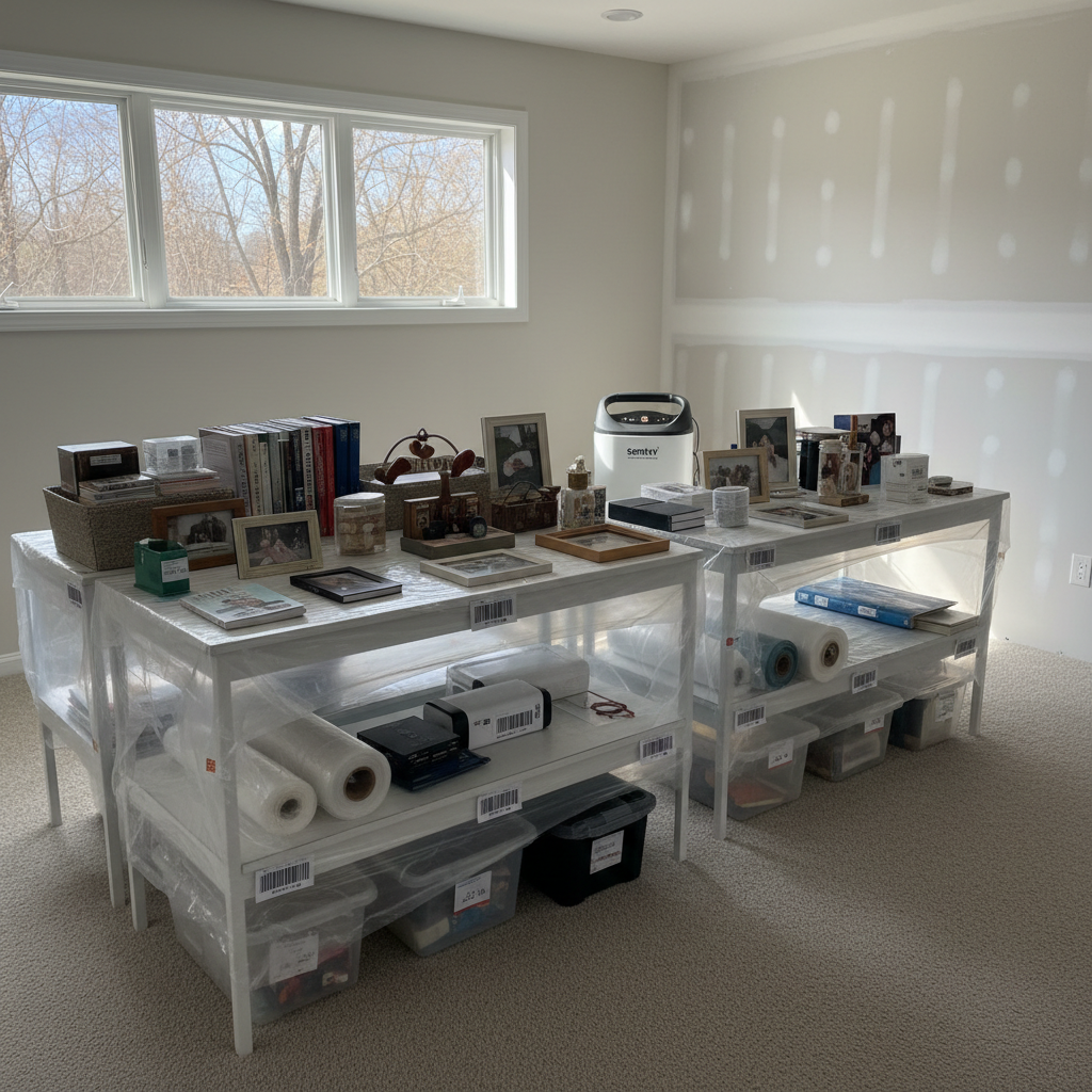 Completed content pack-out and restoration work at a residential property in Three Rivers, MI