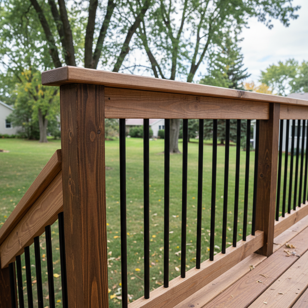 Completed deck railing installation work at a residential property in Minneapolis, MN