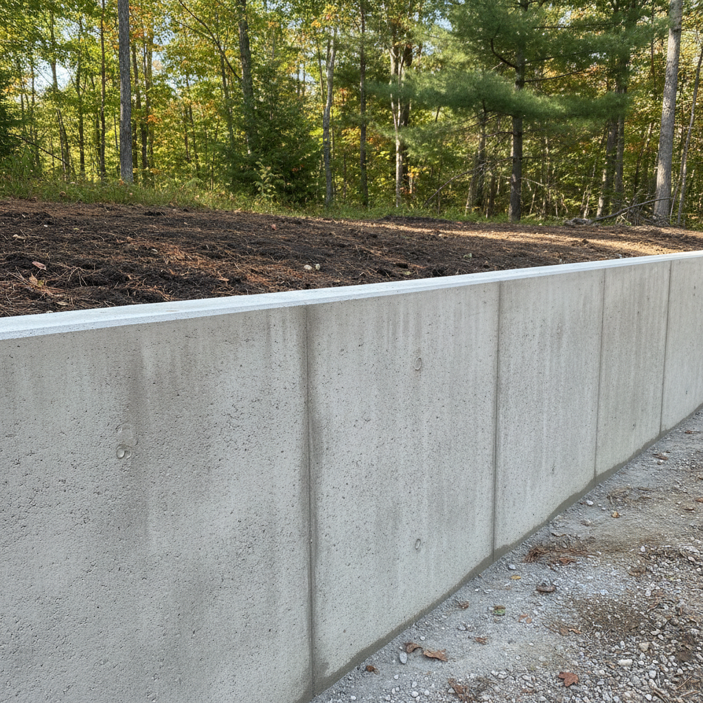 Completed concrete retaining walls work at a residential property in Kingsford, MI