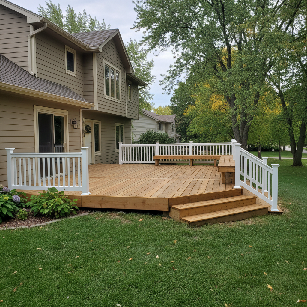 Completed deck repair work at a residential property in Bloomington, MN