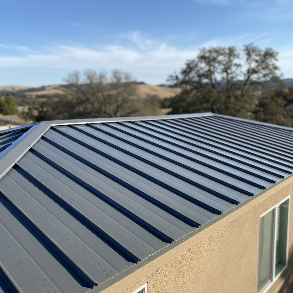 Completed metal roofing work at a residential property in Elk Grove, CA