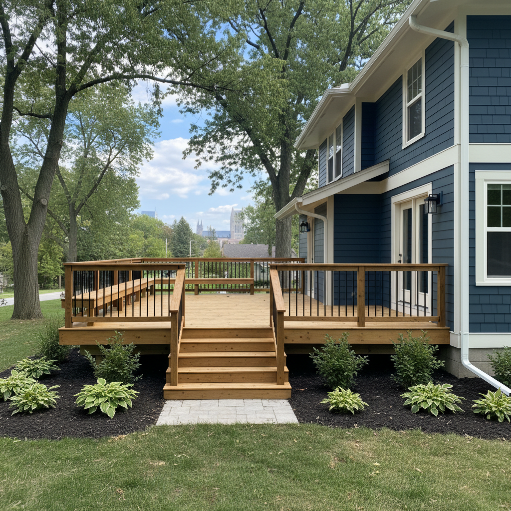Completed deck construction work at a residential property in St Paul, MN