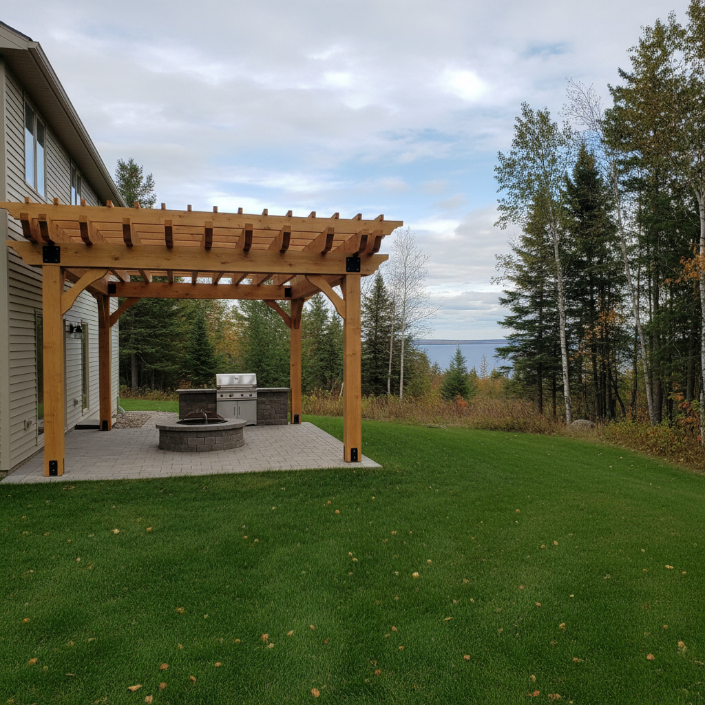 Completed pergola construction work at a residential property in Duluth, MN