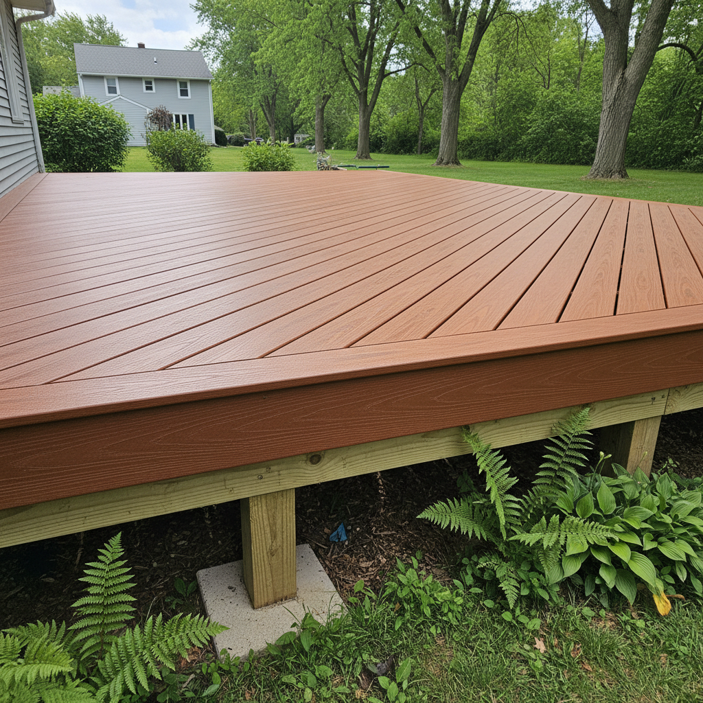 Completed deck construction work at a residential property in Detroit, MI