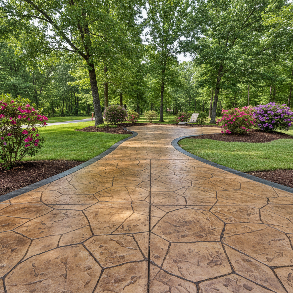 Completed decorative concrete work at a residential property in Olive Branch, MS