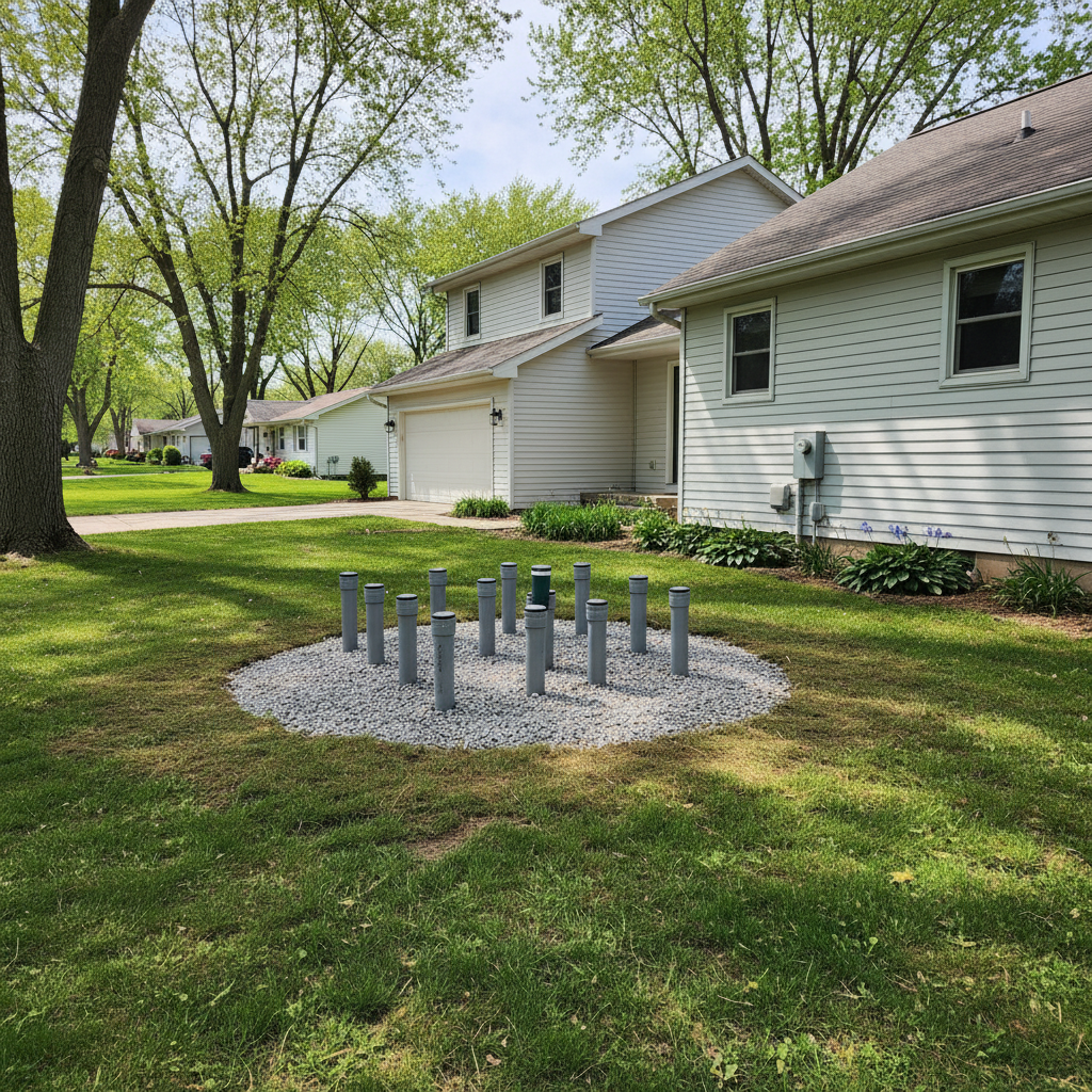 Completed geothermal drilling work at a residential property in Flint, MI