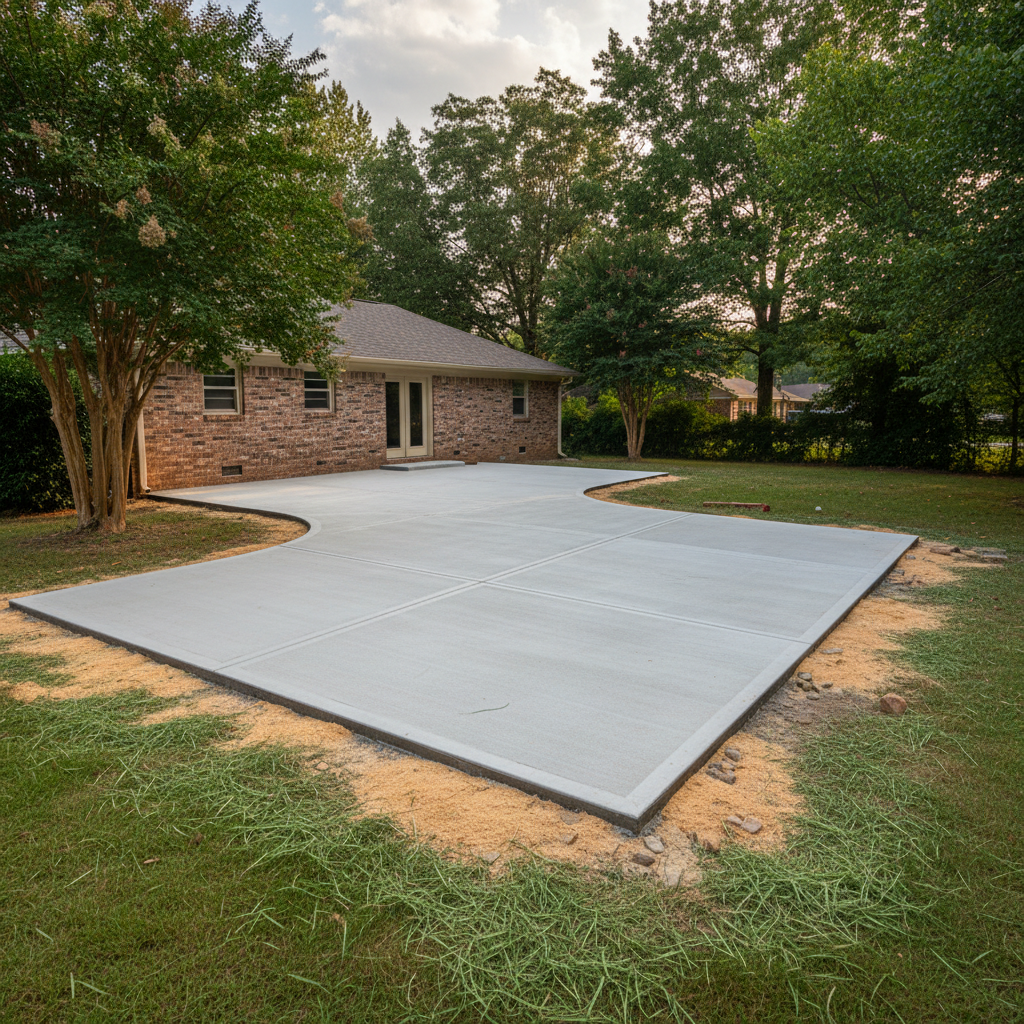 Completed concrete flatwork work at a residential property in Olive Branch, MS