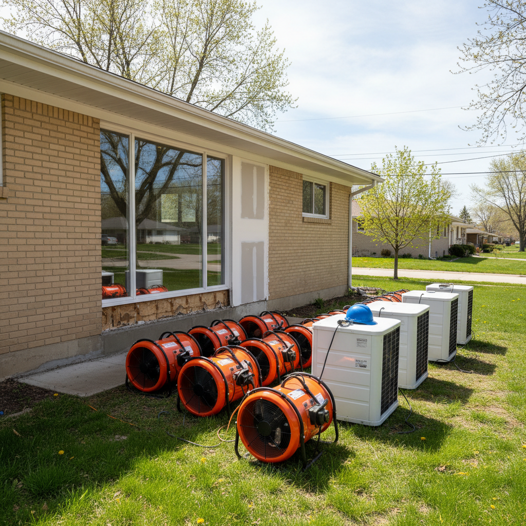 Completed structural drying work at a residential property in Lincoln Park, MI