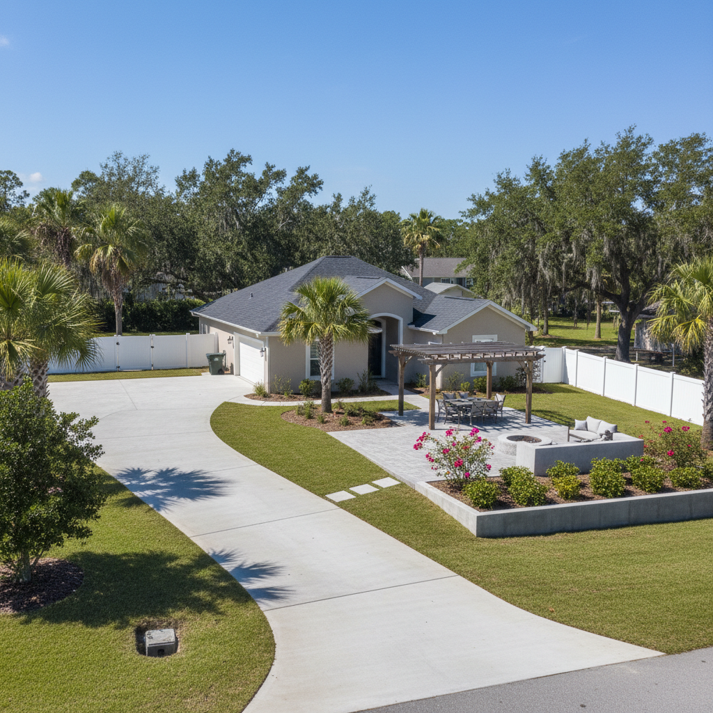 Completed concrete installation work at a residential property in Gulfport, MS