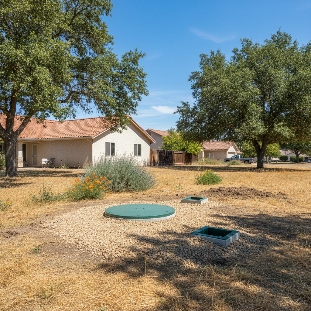 Completed emergency septic services work at a residential property in Fresno, CA