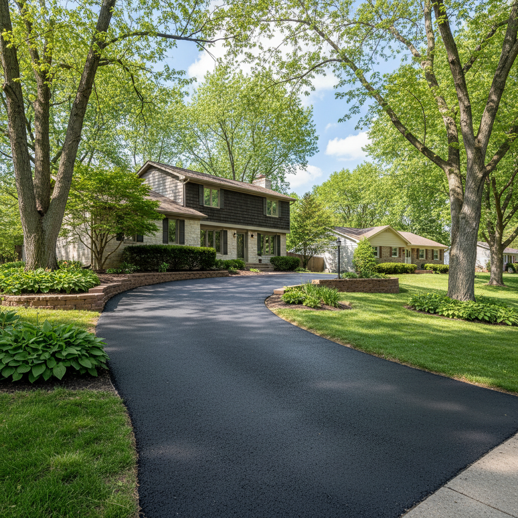 Completed asphalt paving work at a residential property in Columbia, MO