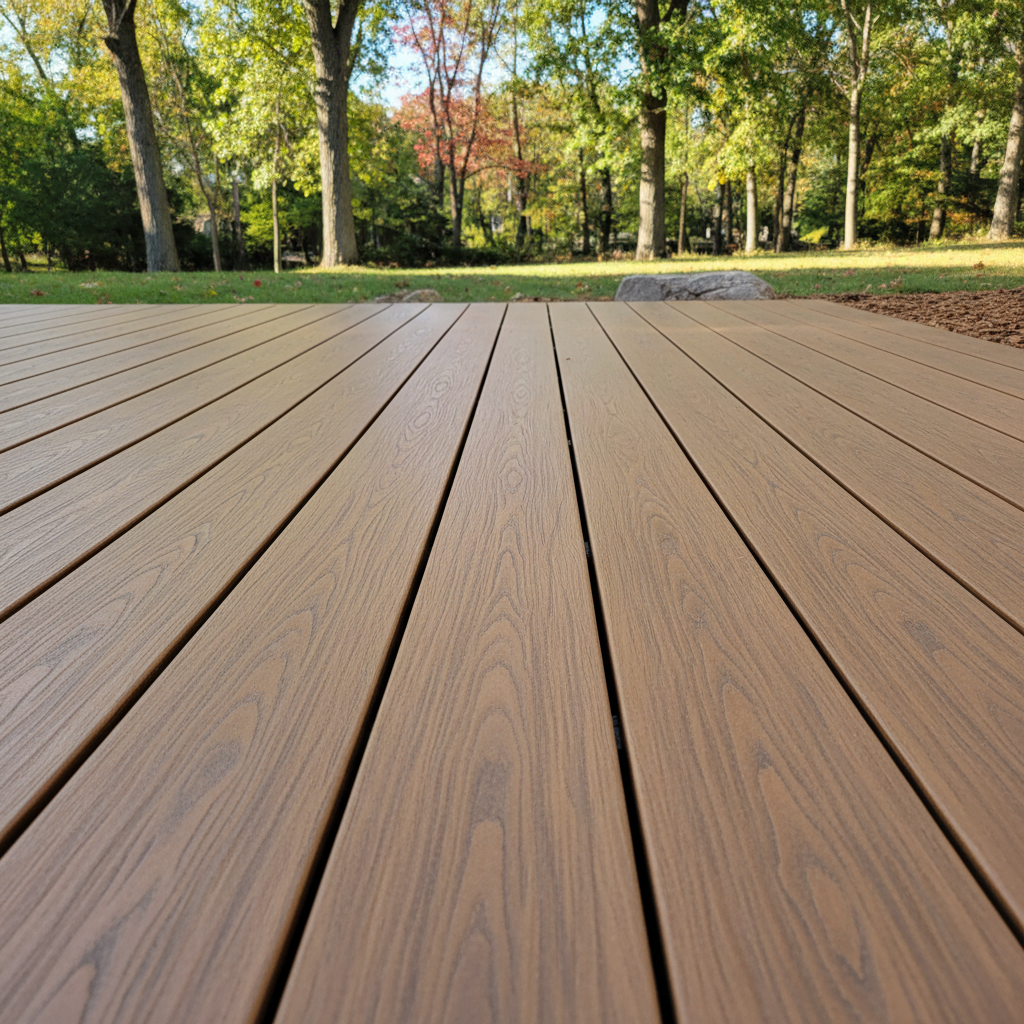 Completed composite decks work at a residential property in North Oaks, MN