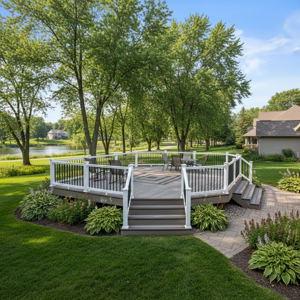 Completed trex decks work at a residential property in Medina, MN