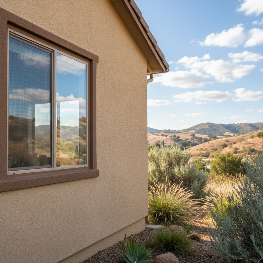 Completed residential stucco work at a residential property in Chino Hills, CA