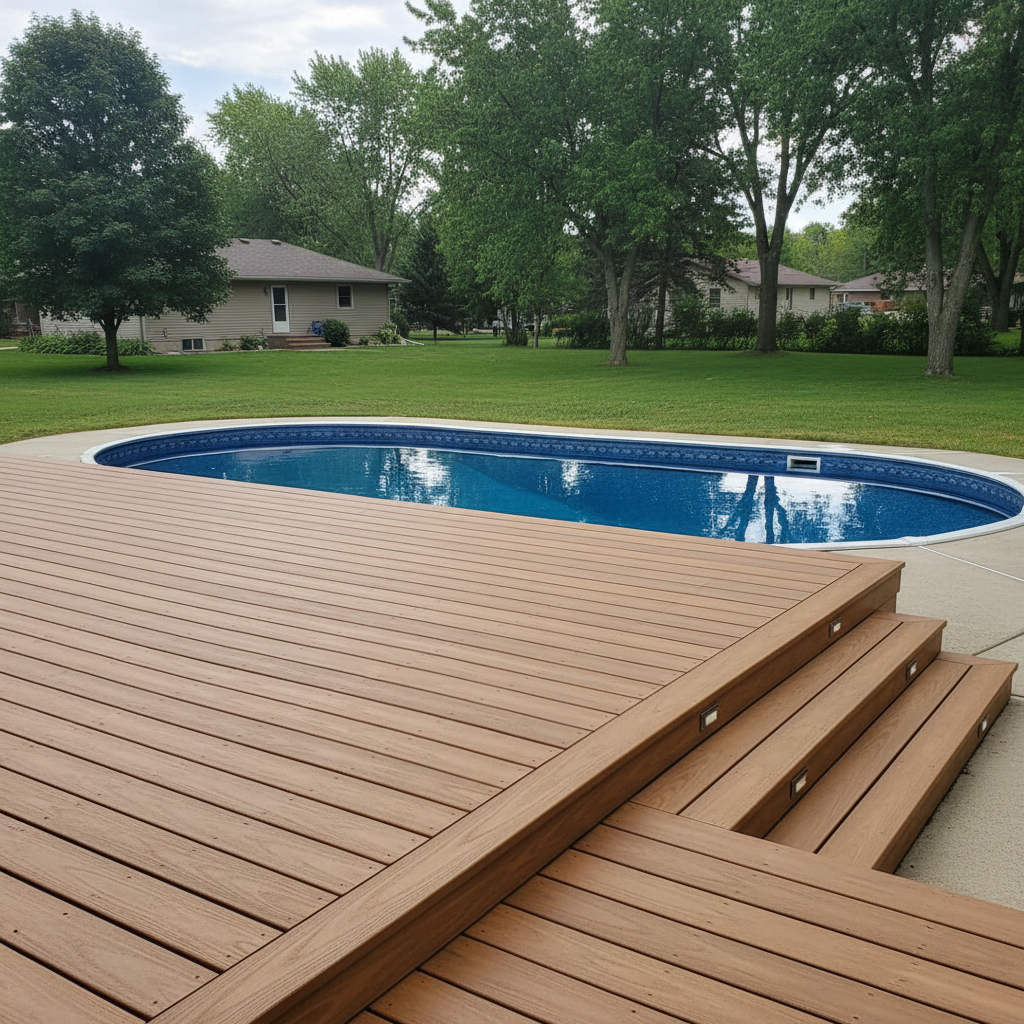 Completed pool decks work at a residential property in Minnetrista, MN