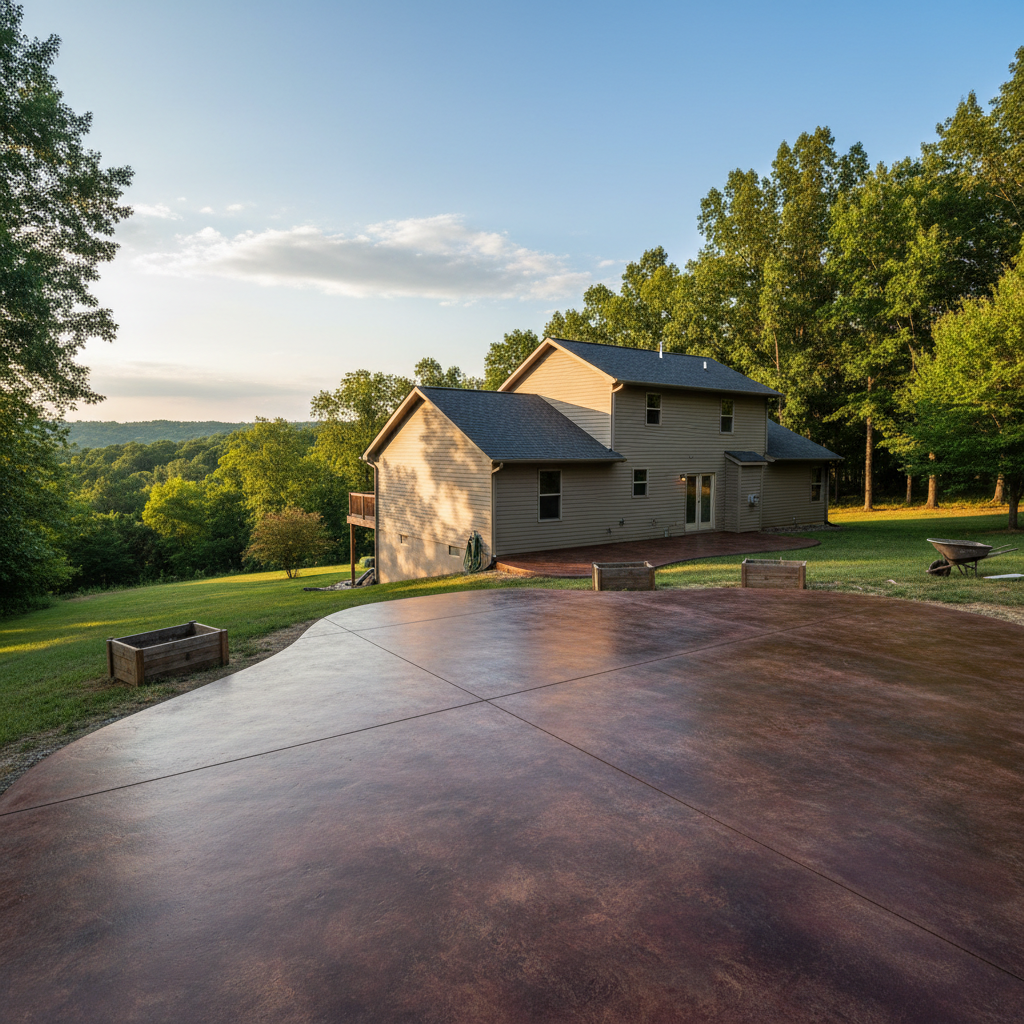 Completed concrete staining work at a residential property in Spokane, MO