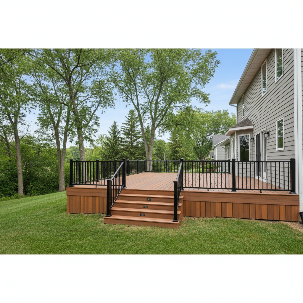 Completed trex decks work at a residential property in Burnsville, MN