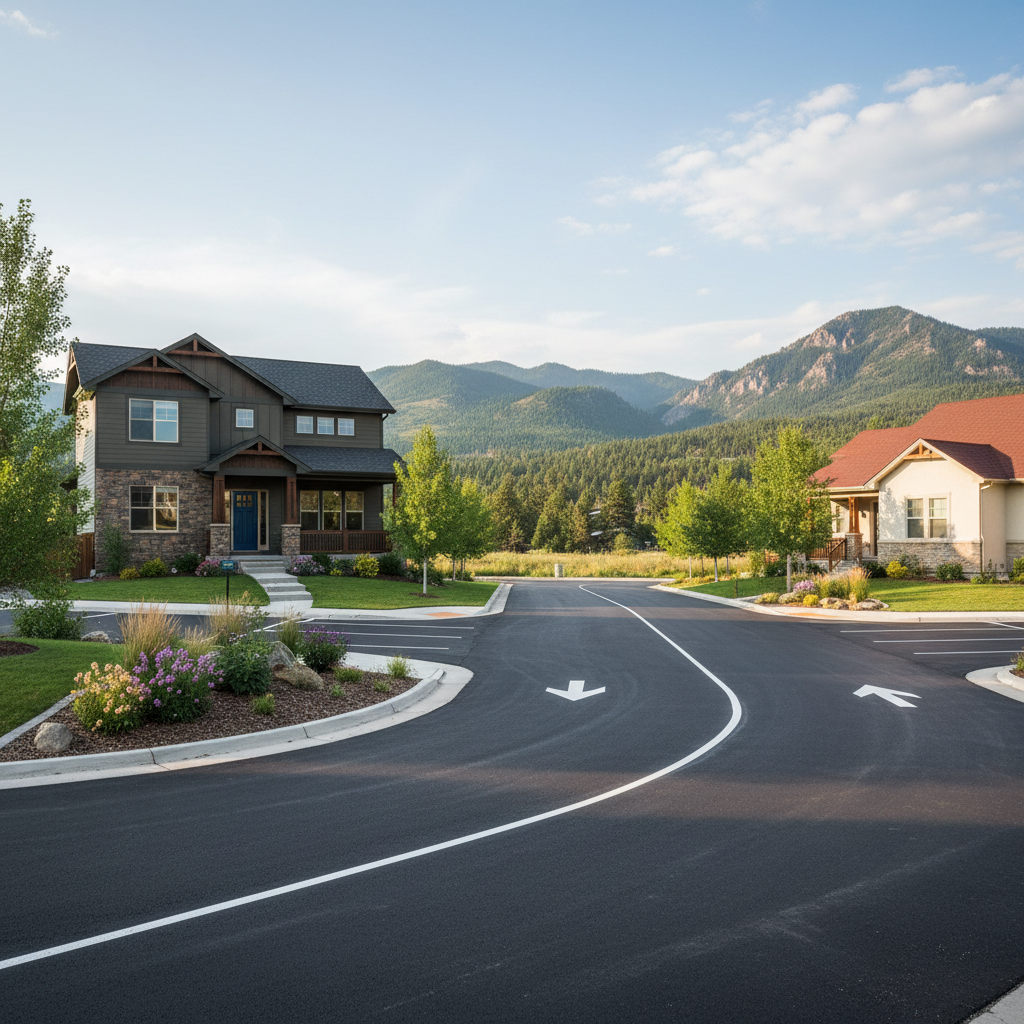 Completed asphalt striping work at a residential property in Missoula, MT