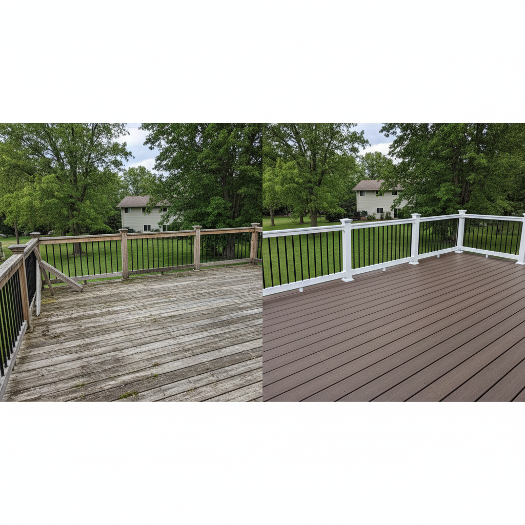 Completed deck railing installation work at a residential property in Burnsville, MN