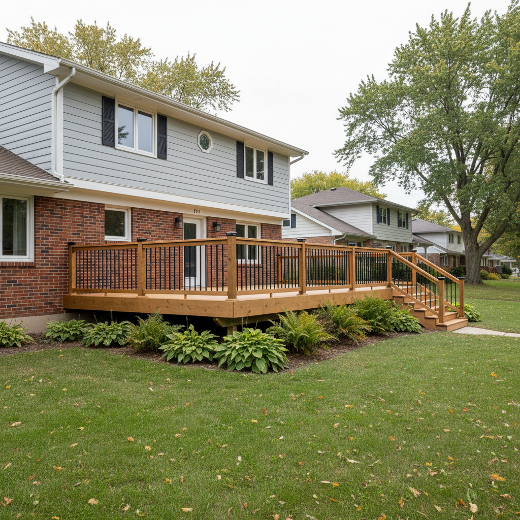 Completed deck railing installation work at a residential property in St Paul, MN