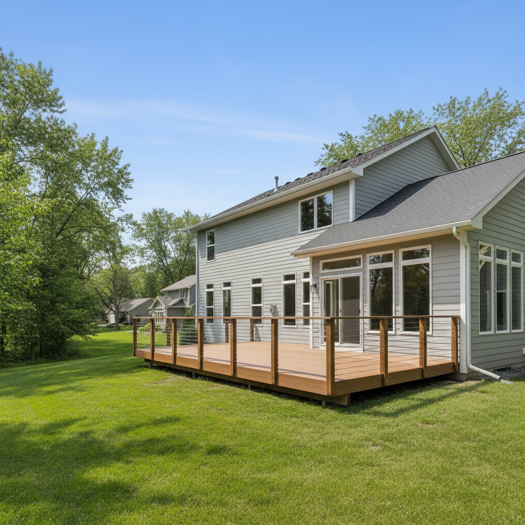 Completed deck railing installation work at a residential property in Minnetrista, MN