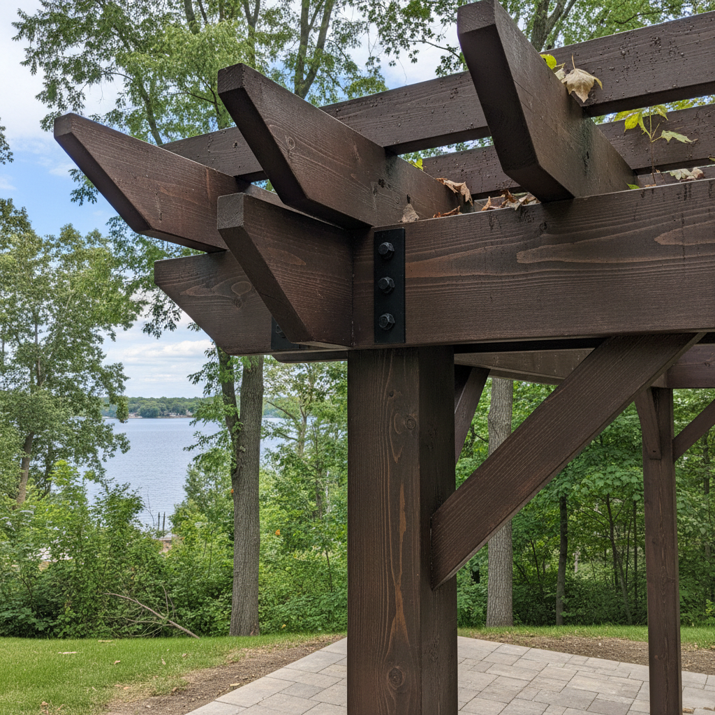 Completed pergola construction work at a residential property in Minnetrista, MN