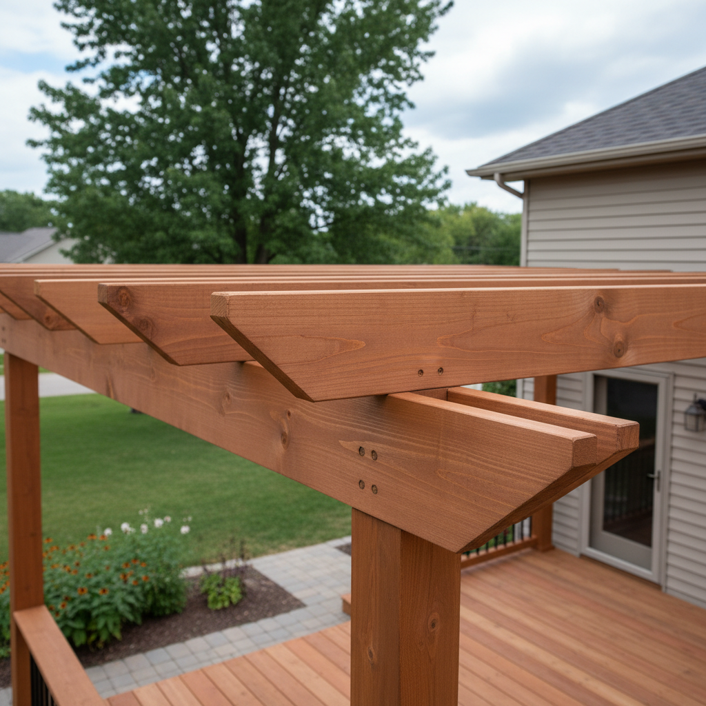 Completed pergola construction work at a residential property in Burnsville, MN
