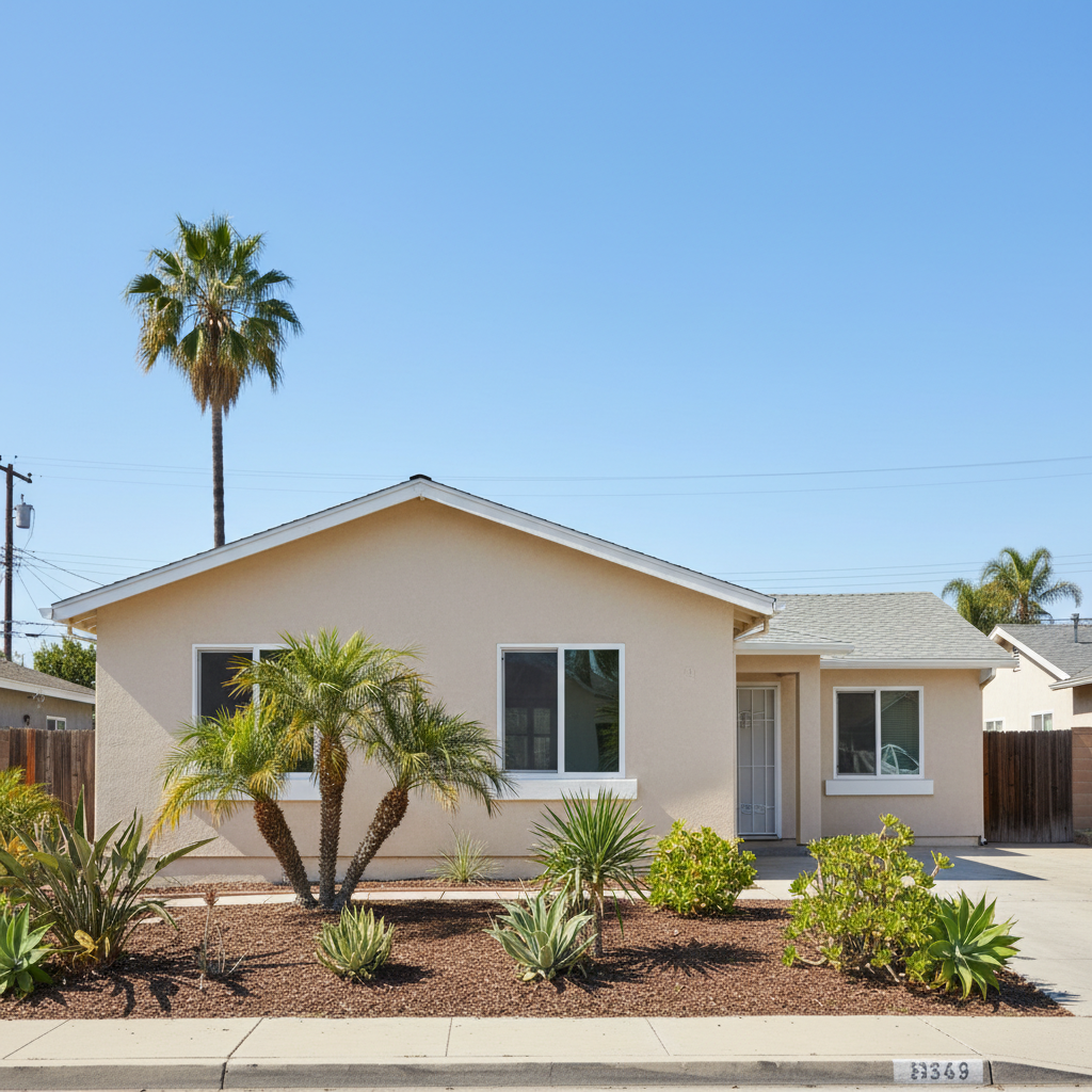 Completed stucco removal work at a residential property in Pomona, CA