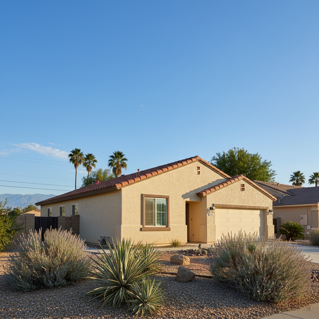Completed stucco installation work at a residential property in Rialto, CA