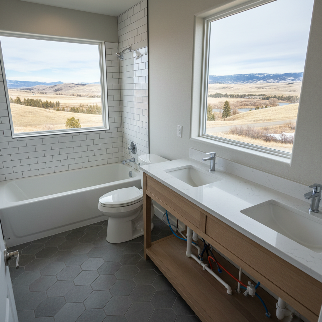 Completed plumbing work work at a residential property in Great Falls, MT