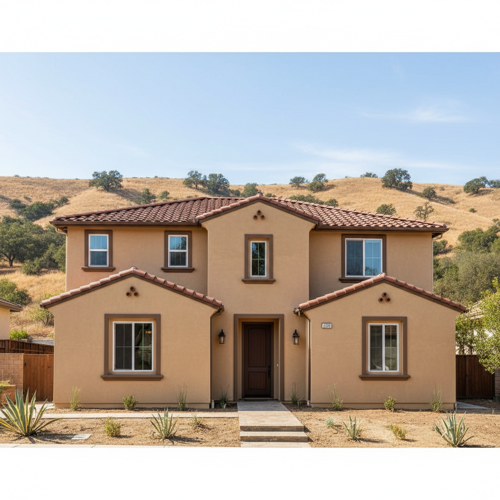 Completed stucco painting work at a residential property in Chino Hills, CA