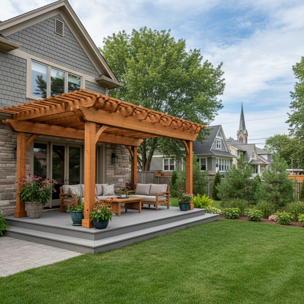 Completed pergola construction work at a residential property in St Paul, MN