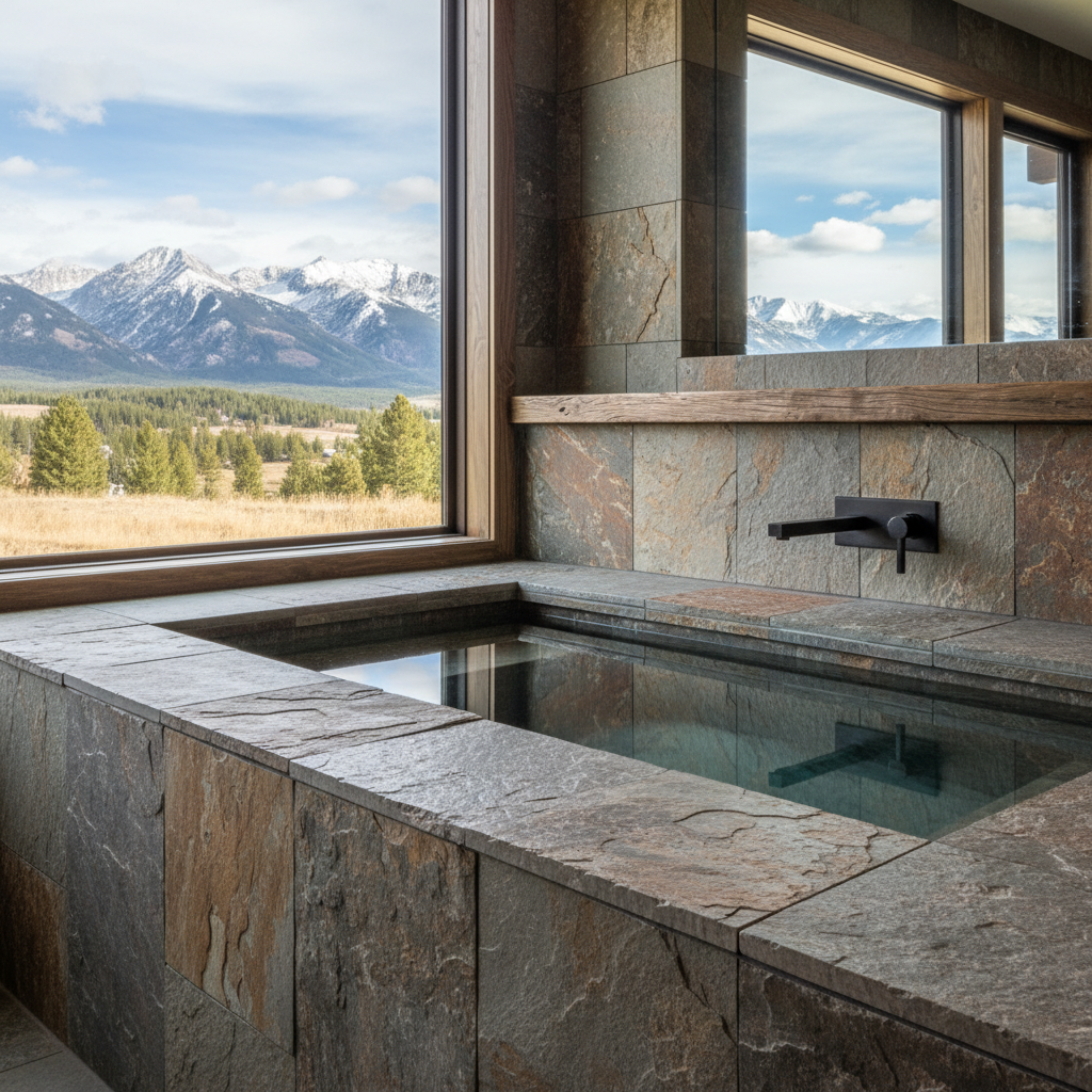Completed bathroom expansion work at a residential property in Big Sky, MT
