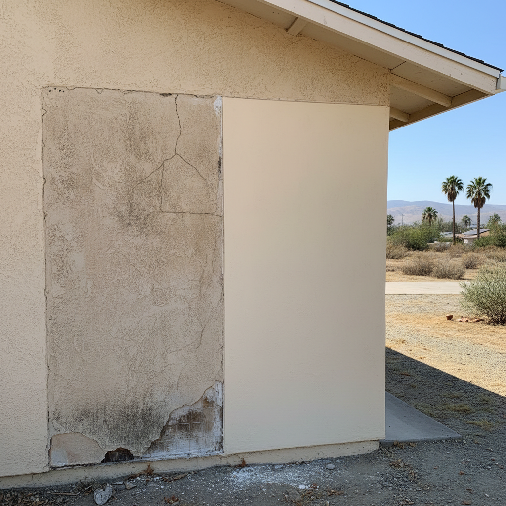 Completed stucco replacement work at a residential property in Bakersfield, CA