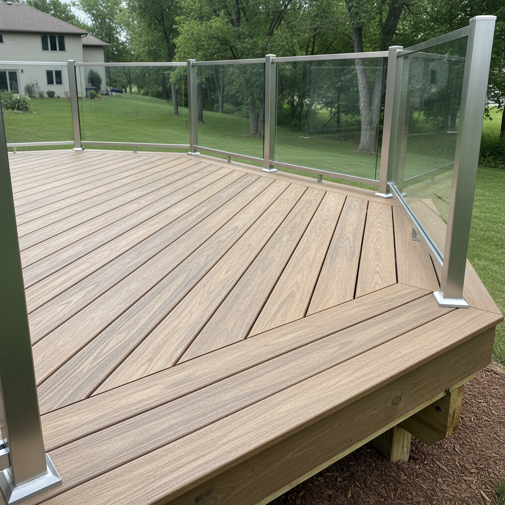Completed deck construction work at a residential property in Medina, MN