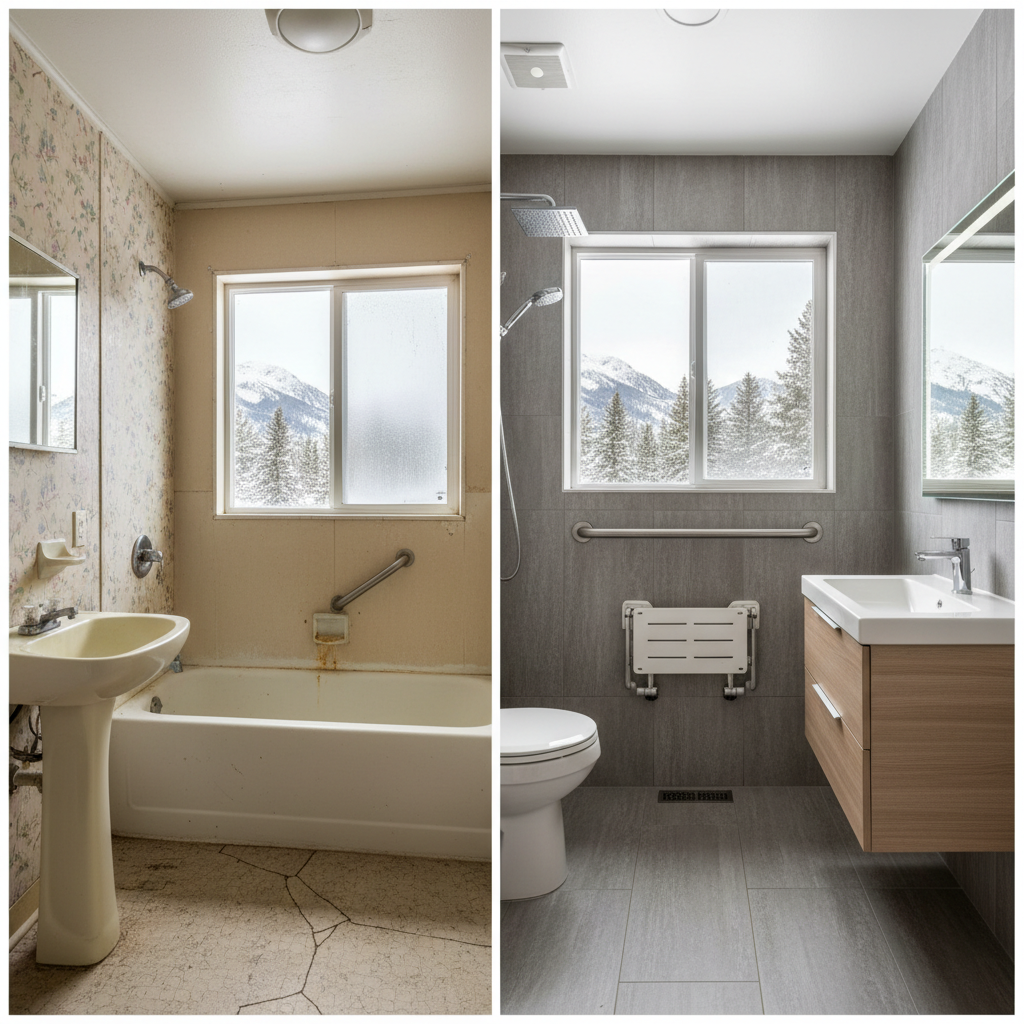 Completed handicap accessible bathrooms work at a residential property in Bozeman, MT